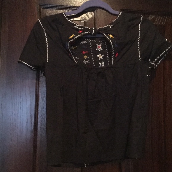 Madewell black boho embroidered top XXS - Picture 4 of 6